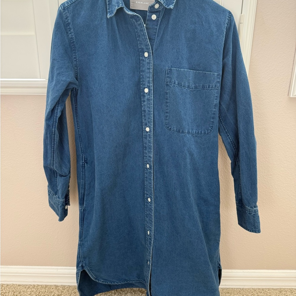 Everlane Blue Denim Shirt Dress